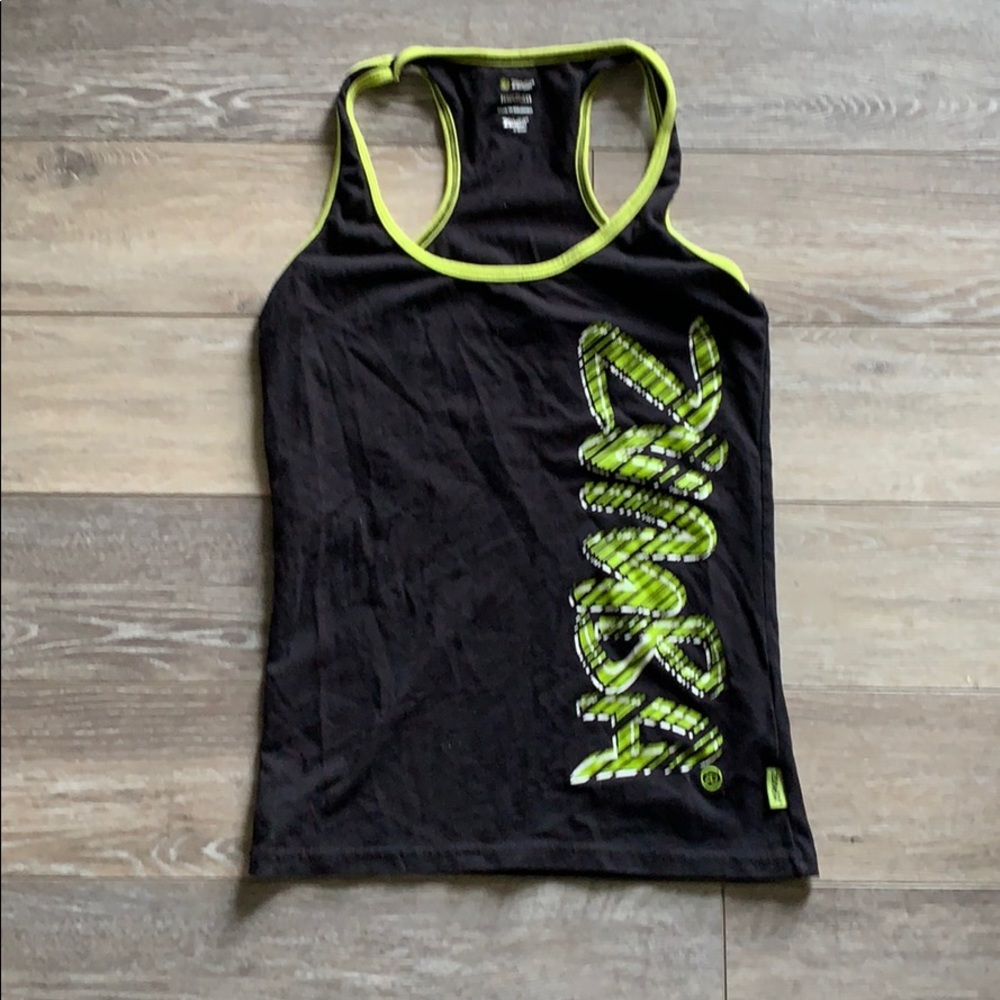 Zumba wear tank black with lime trim size md